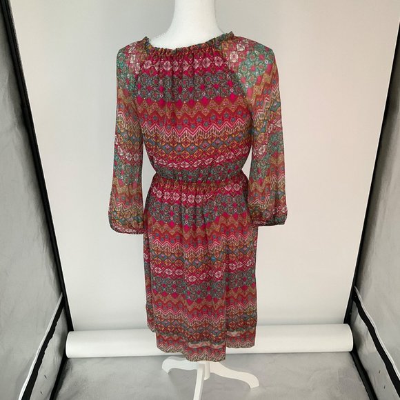 DVF Diane Von Furstenberg Dress Parry Silk Blouson Peasant 2 Pink Floral - Picture 10 of 15